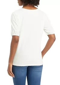 Petite Short Sleeve Smock Knit T-Shirt