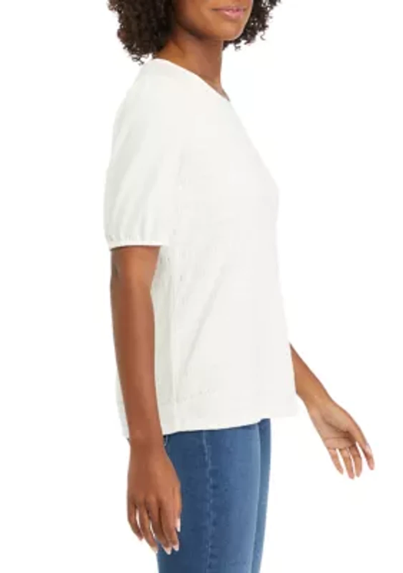 Petite Short Sleeve Smock Knit T-Shirt