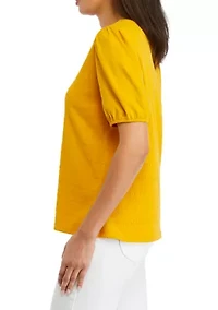 Petite Short Sleeve Smock Knit T-Shirt