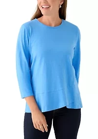 Petite 3/4 Surplice Hem Solid T-Shirt