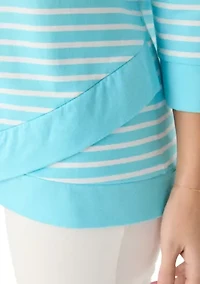 Women's 3/4 Drop Shoulder Striped Knit Top