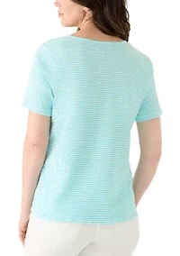 Women's Short Sleeve Smocked Knit T-Shirt