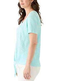 Women's Short Sleeve Smocked Knit T-Shirt