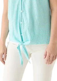 Women's Short Sleeve Smocked Knit T-Shirt