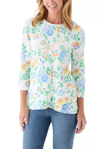 Women's 3/4 Surplice Hem Printed Tee
