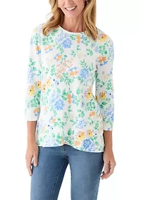 Women's 3/4 Surplice Hem Printed Tee