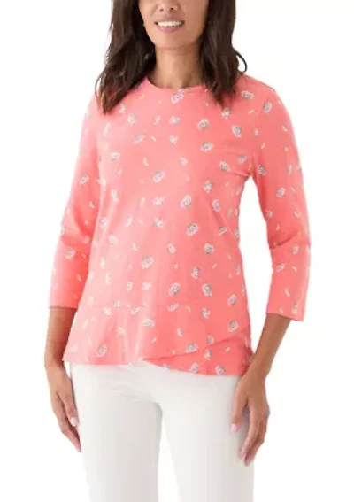 Women's 3/4 Surplice Hem Printed Tee