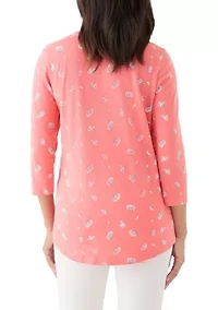 Women's 3/4 Surplice Hem Printed Tee