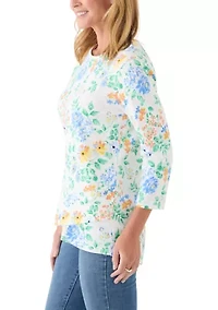 Women's 3/4 Surplice Hem Printed Tee