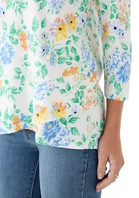 Women's 3/4 Surplice Hem Printed Tee