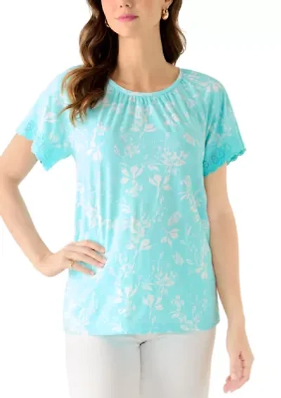 Women's Short Sleeve Raglan Print T-Shirt