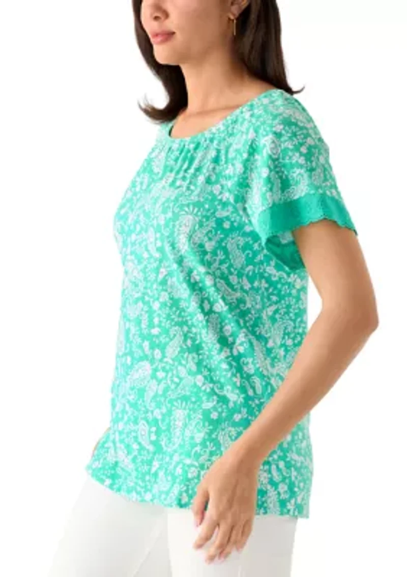 Women's Short Sleeve Raglan Print T-Shirt