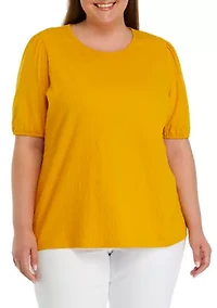 Plus Solid Smocked Top