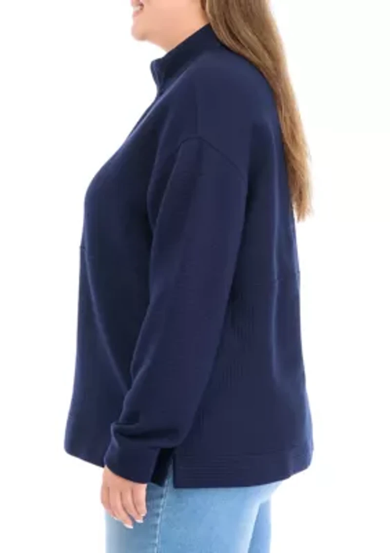 Plus Quilted Quarter Zip Pullover
