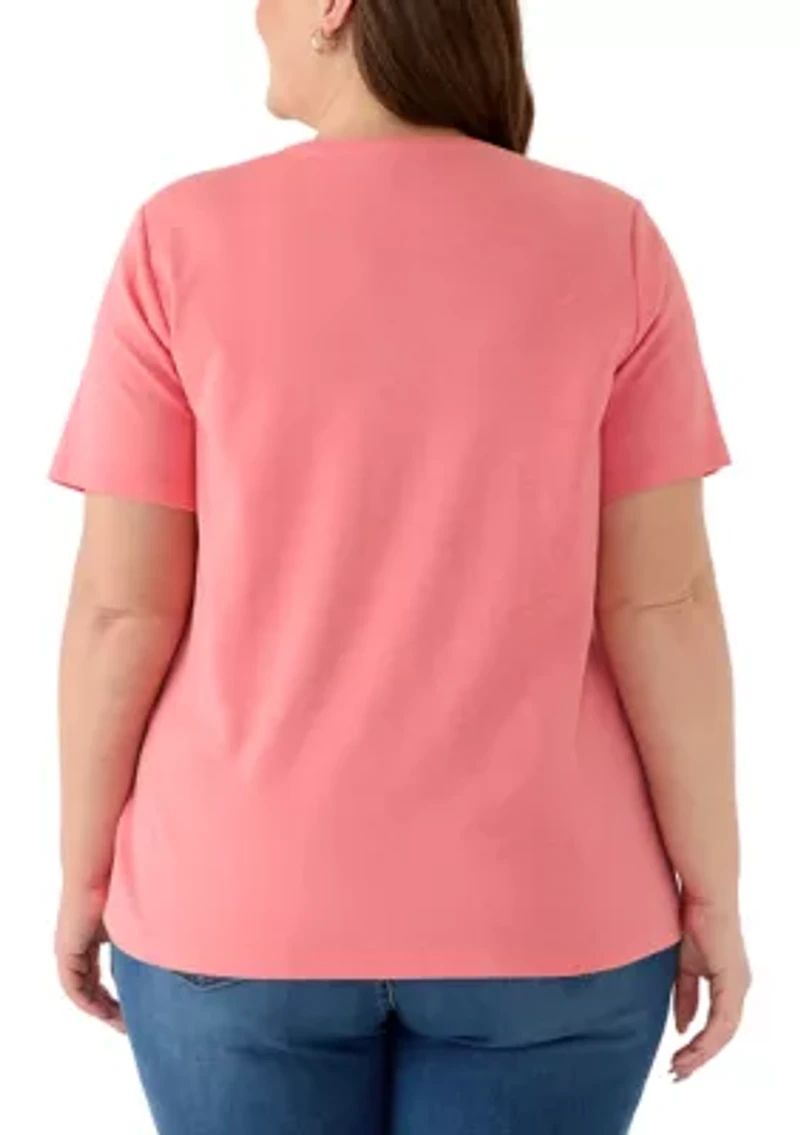 Plus Crew Neck Short Sleeve T-Shirt