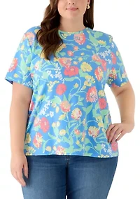 Plus Crew Neck Print T-Shirt