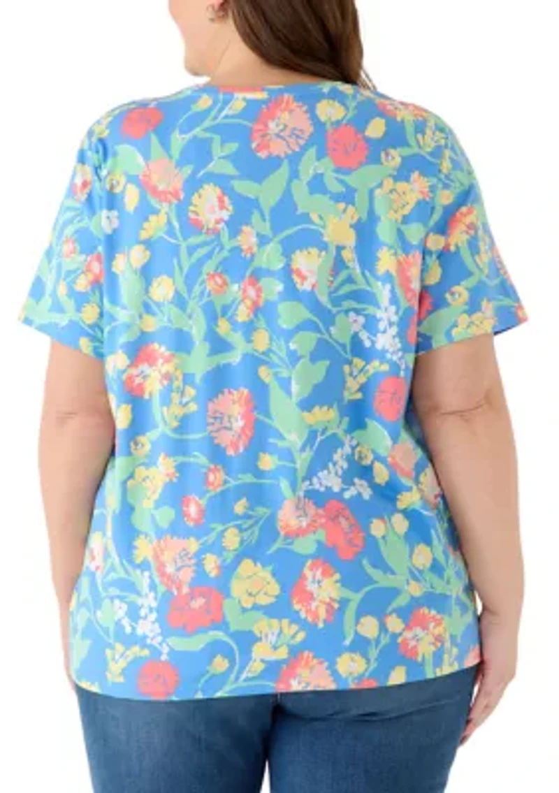 Plus Crew Neck Print T-Shirt