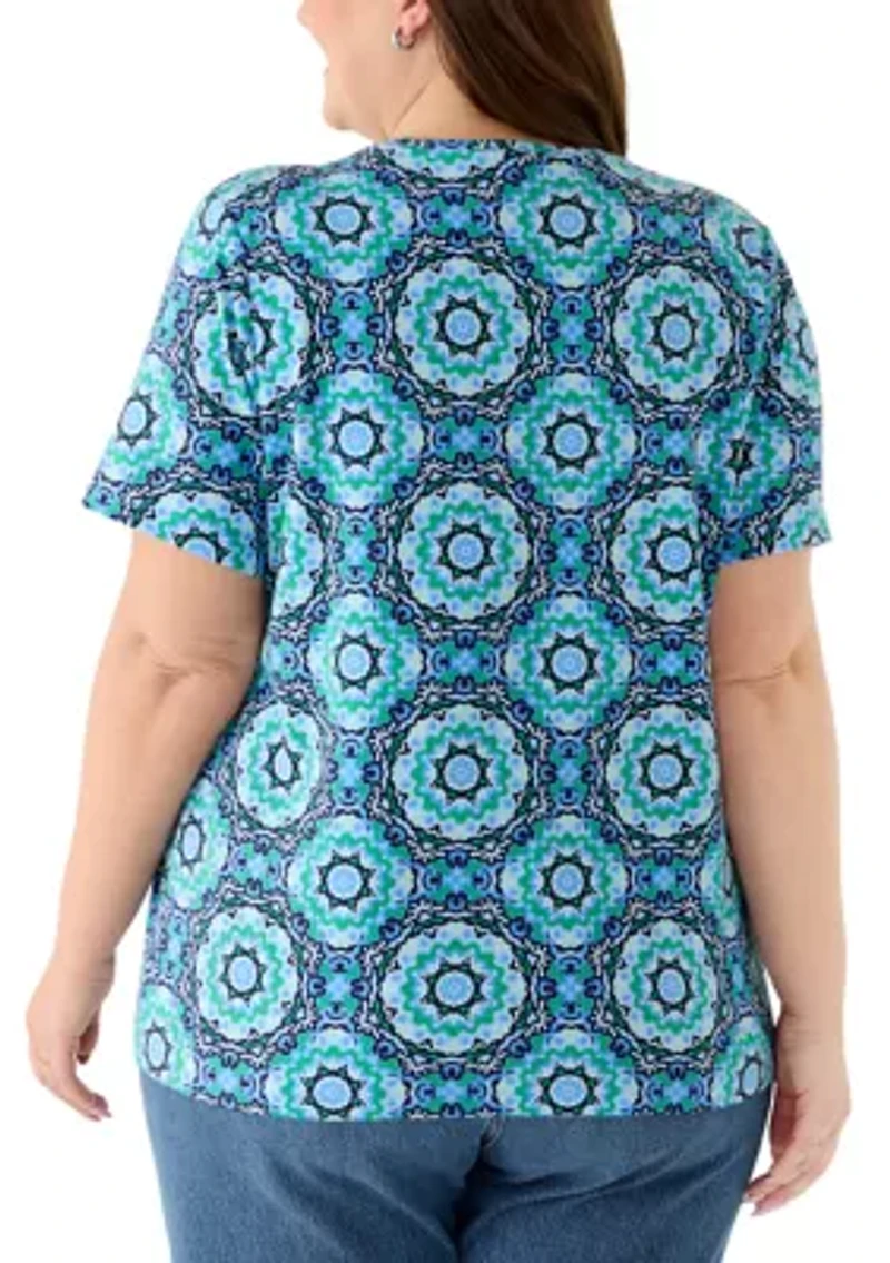 Plus Crew Neck Print T-Shirt