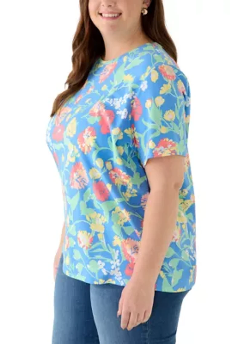 Plus Crew Neck Print T-Shirt