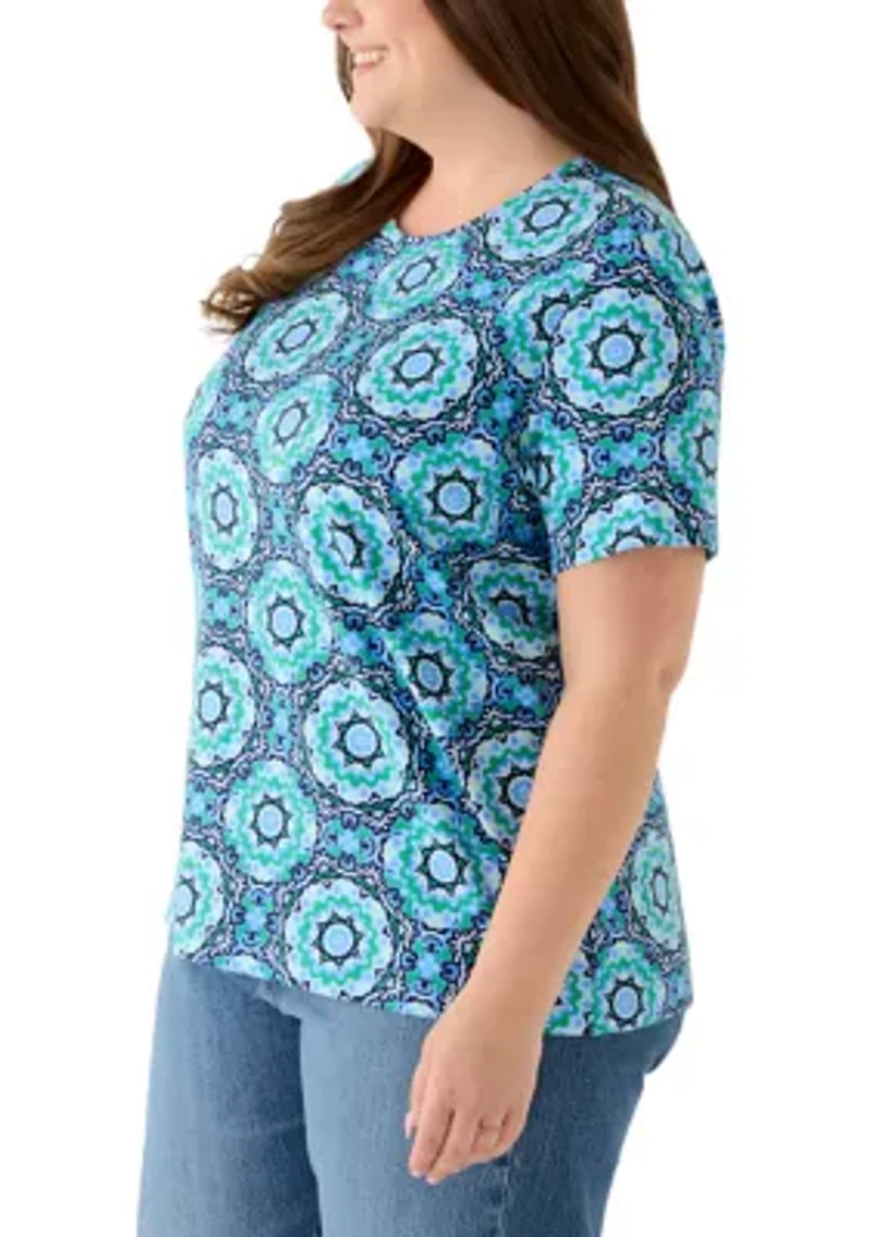 Plus Crew Neck Print T-Shirt