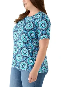 Plus Crew Neck Print T-Shirt