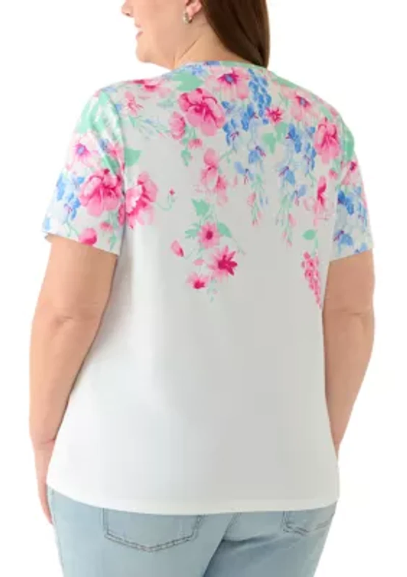 Plus Crew Neck Printed Top