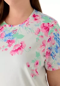 Plus Crew Neck Printed Top