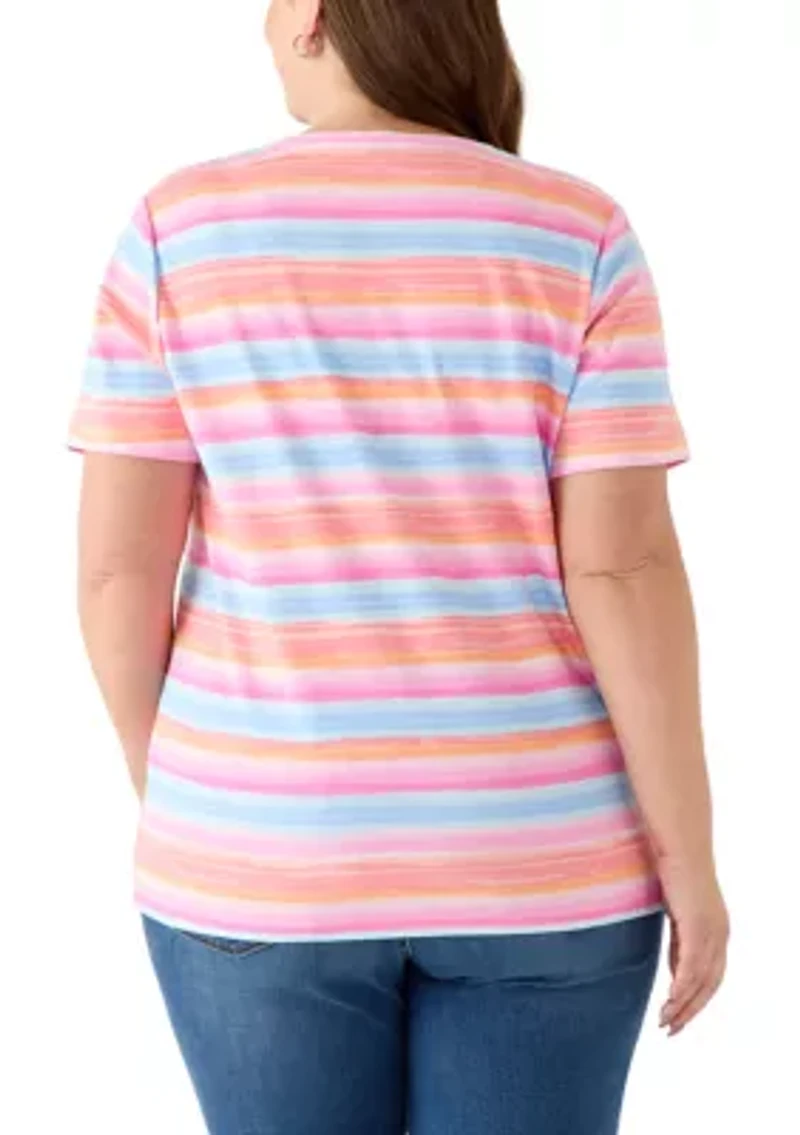 Plus Crew Neck Striped T-Shirt