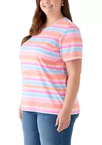 Plus Crew Neck Striped T-Shirt