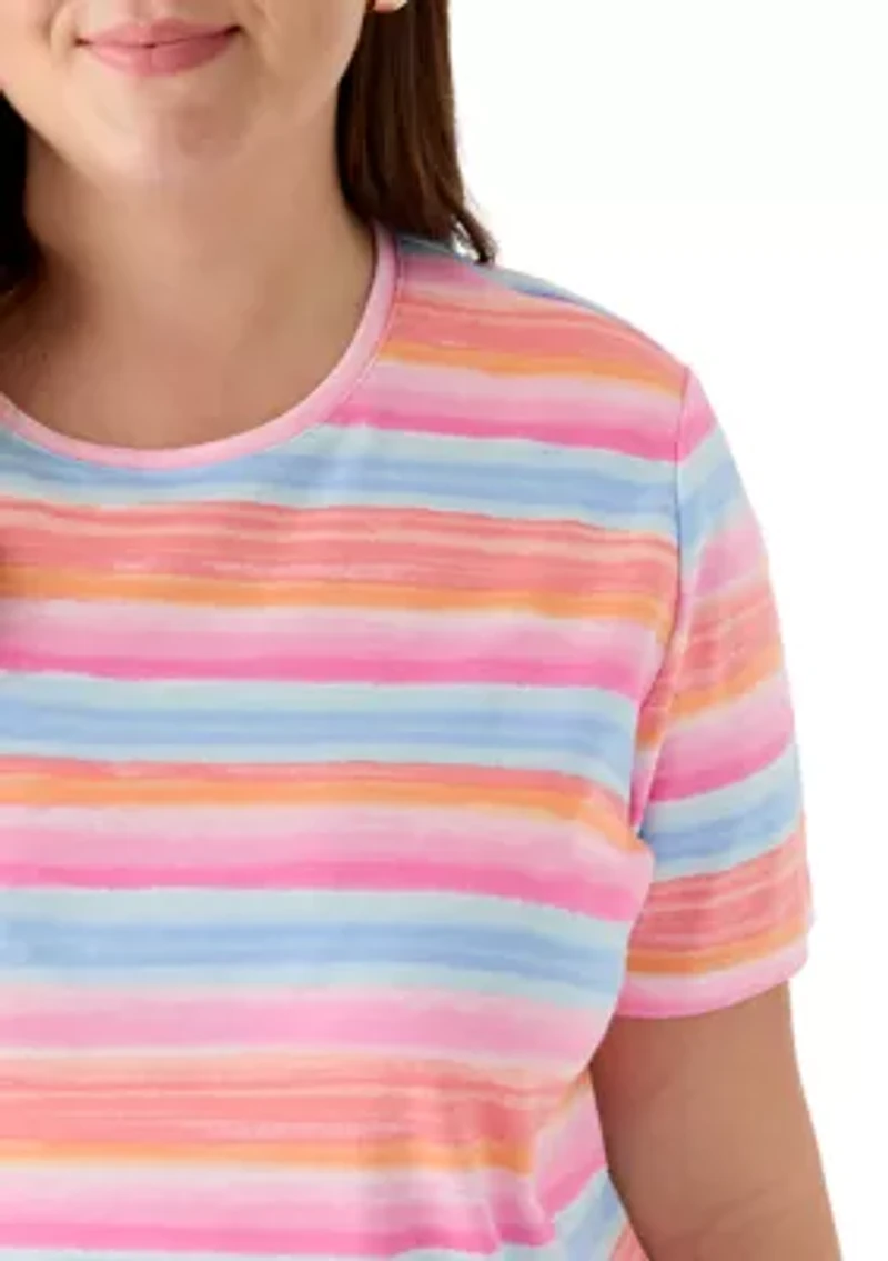 Plus Crew Neck Striped T-Shirt