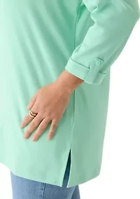 Plus 3/4 Sleeve Crew Tunic with Tab