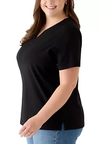 Plus Short Sleeve Split Neck T-Shirt