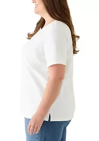 Plus Short Sleeve Split Neck T-Shirt