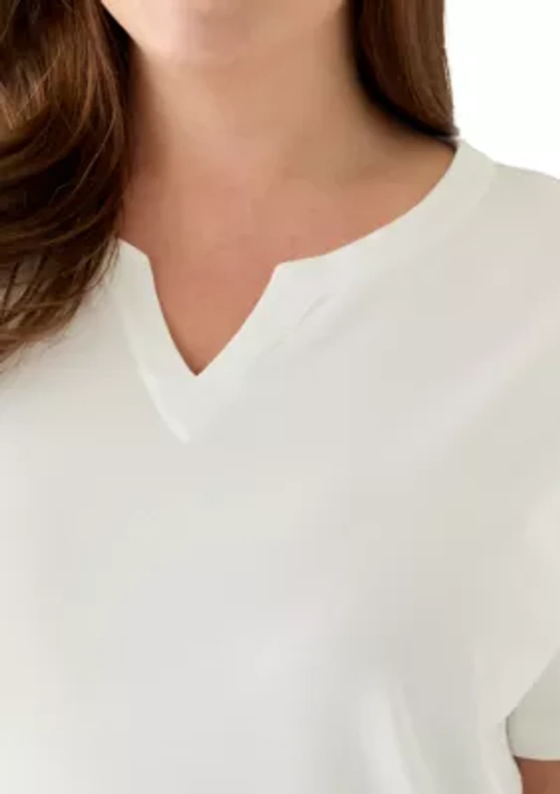 Plus Short Sleeve Split Neck T-Shirt