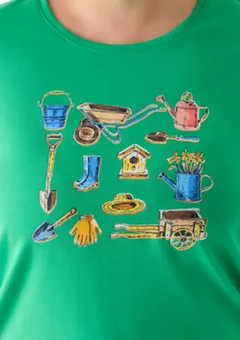 Plus 3/4 Sleeve Crew Neck Graphic Shirt