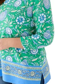 Plus 3/4 Sleeve Tunic with Tab Border
