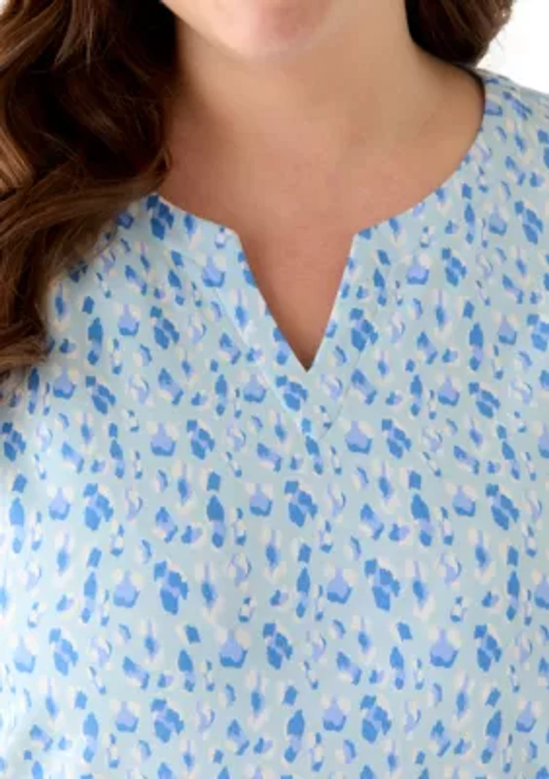 Plus Short Sleeve Split Neck T-Shirt