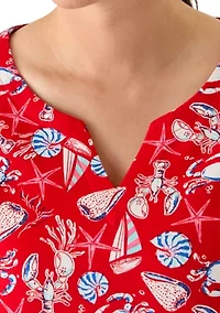 Plus Short Sleeve Split Neck T-Shirt