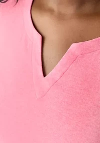 Plus Short Sleeve Split Neck Heather T-Shirt