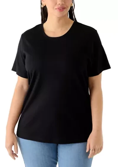Plus Short Sleeve Crew Neck Core Solid T-Shirt