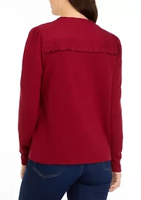 Women's Solid Ruffle Yoke Top