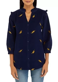 Corduroy Button Front Top