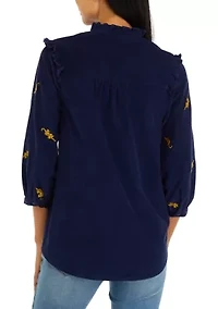 Corduroy Button Front Top