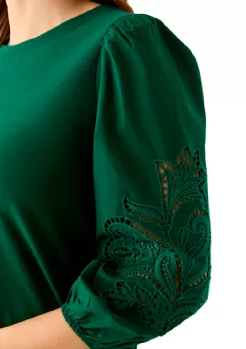 Women's 3/4 Embroidered Sleeve T-Shirt