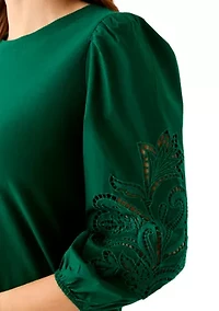 Women's 3/4 Embroidered Sleeve T-Shirt