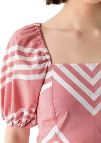Women's Short Sleeve Printed Square Neck Maxi Dress