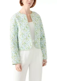 Plus Long Sleeve Floral Quilted Jacket