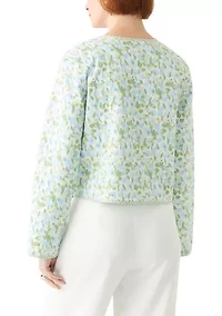 Plus Long Sleeve Floral Quilted Jacket