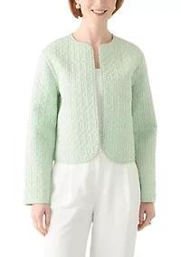 Plus Long Sleeve Floral Quilted Jacket