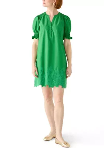 Women's Short Smocked Sleeve Shirtdress